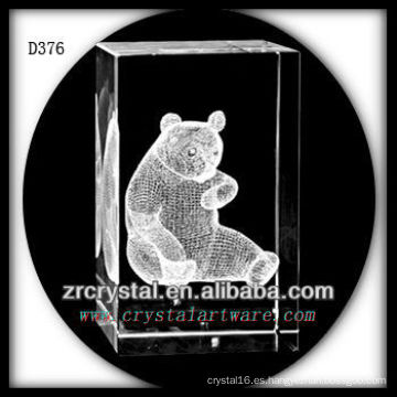 K9 3D subsuelo láser Panda dentro rectángulo de cristal